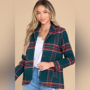 Red Dressed Boutique Dressed in Time Green Plaid Blazer